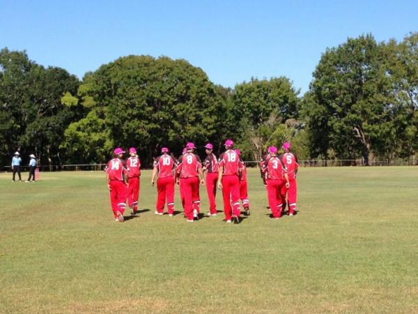Team walking to the cricket pitch