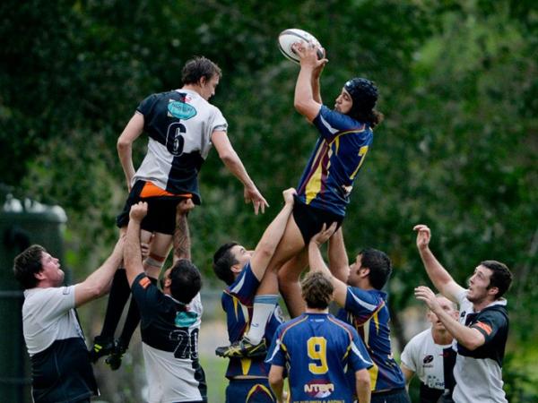 Going up for the ball in rugby