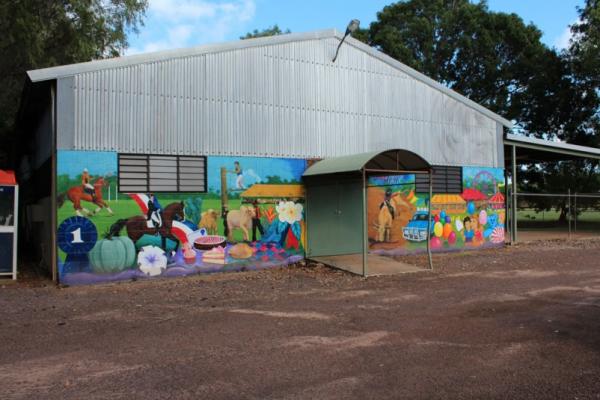Painting on a corrigated iron shed
