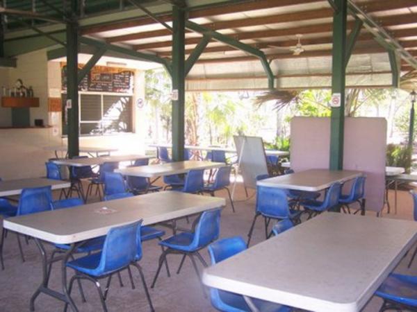 Seating in covered outdoor area at livingstone recreation reserve