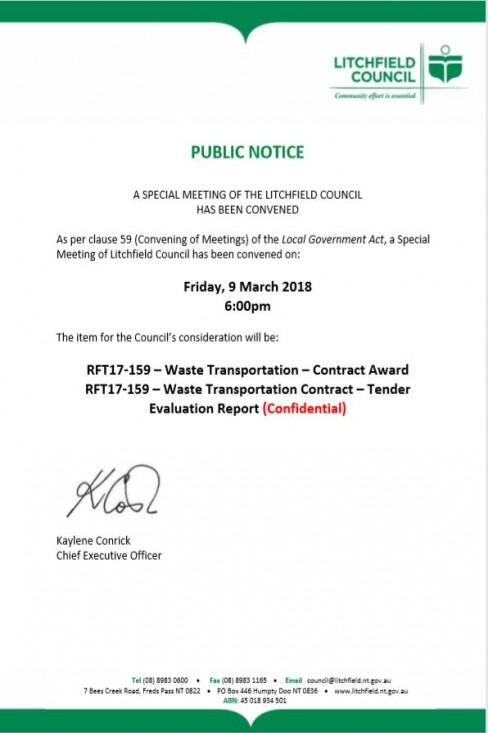 Special Meeting of Council - March 2018 - Document